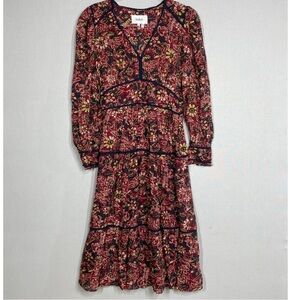 Ba&sh Dress Women S Bordeaux Gigi Maxi Long Sleeve Boho Sheer Sleeves Romantic